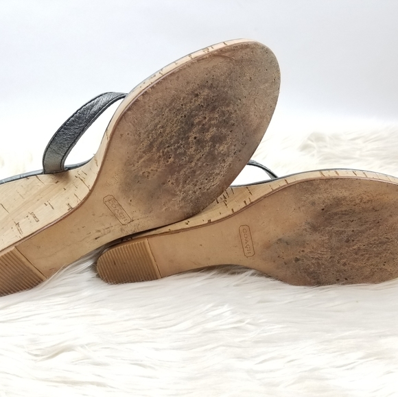Coach Lannie Cork Wedge Sandals Silver Size 8.5M - Picture 7 of 9